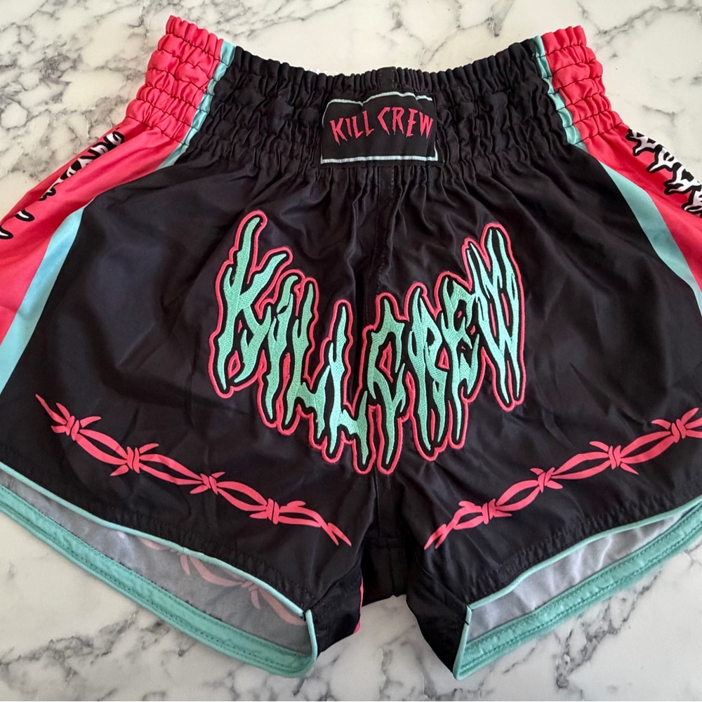 Kill Crew Black Athletic Shorts with Pink & Mint Trim